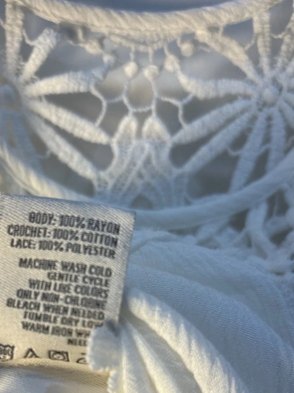 American Rag Cie 3X Ivory Crochet Lace Tunic Blouse Cottagecore Boho Flowy Top - Picture 8 of 9
